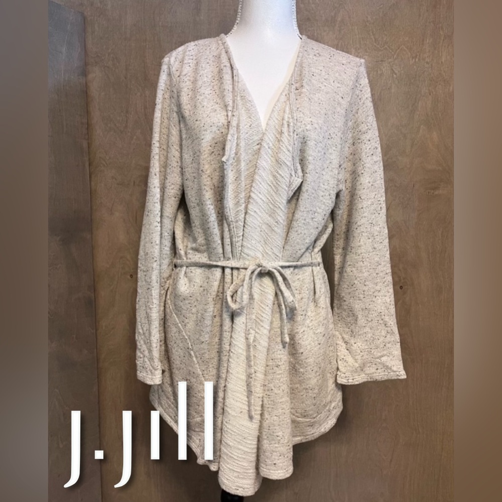 J. Jill Pure Jill Cream Textured Tie Front Cardigan w/pockets Long Sleeve M
